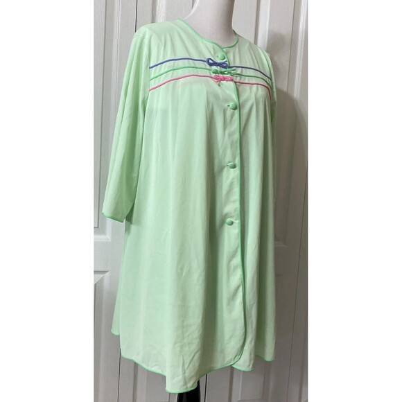 Vintage 2 Pc Lorraine Green Nylon Babydoll Nightgown and Robe Peignoir - Picture 15 of 16